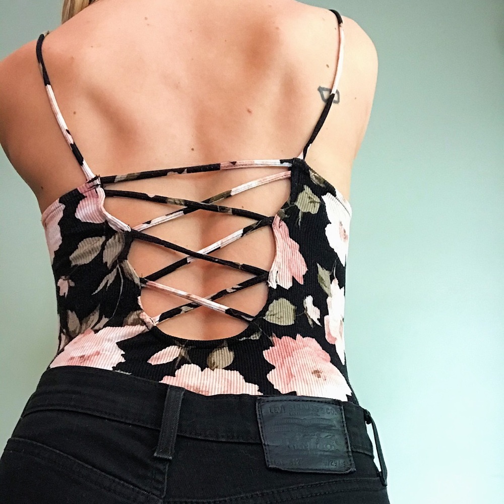 Black & Floral Body Suit